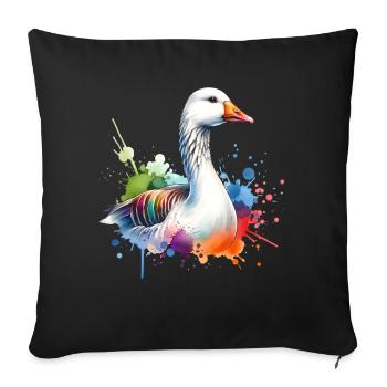 Motif oie - Housse de coussin décorative 45 x 45 cm - noir - Devant