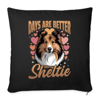 Shetland Sheepdog Sheltie Dog Breed - Sofa pillowcase 17,3'' x 17,3'' (45 x 45 cm) - black - Front