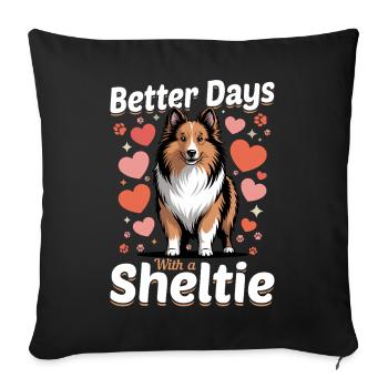 Shetland Sheepdog Sheltie Dog Breed - Sofa pillowcase 17,3'' x 17,3'' (45 x 45 cm) - black - Front