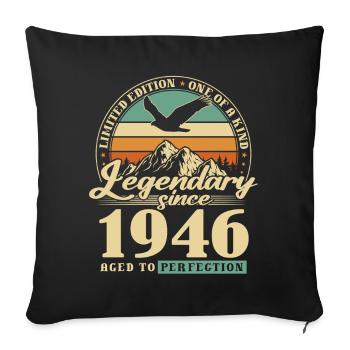 Geschenk, geboren 1946, 80. Geburtstag, 80 Jahre - Sofakissenbezug 45 x 45 cm - Schwarz - Vorne