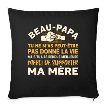 Beau-Papa Cadeau humour personnalisé - Housse de coussin décorative 45 x 45 cm - noir - Devant