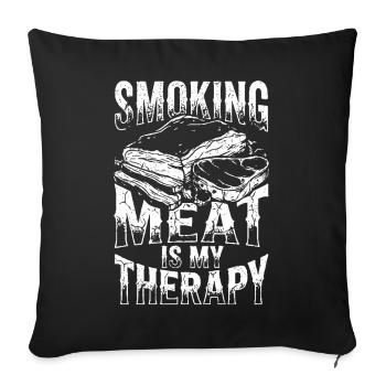 smoking meat is my therapy - Sofa pillowcase 17,3'' x 17,3'' (45 x 45 cm) - black - Front