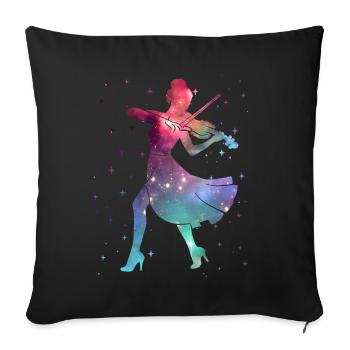 Violin Violinist Space Ladies Girl Violin - Sofa pillowcase 17,3'' x 17,3'' (45 x 45 cm) - black - Front