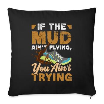 Girl on muddy obstacle course - Sofa pillowcase 17,3'' x 17,3'' (45 x 45 cm) - black - Front