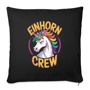 Einhorn Crew Regenbogen Einhorn Für Coole Unicorn - Sofakissenbezug 45 x 45 cm - Schwarz - Vorne