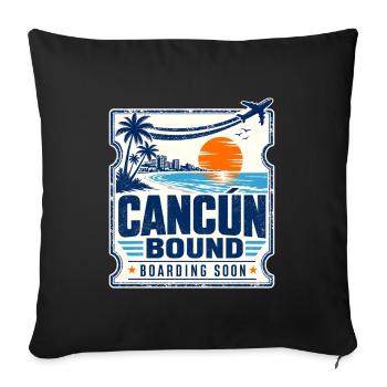 Cadeaux de vacances à la plage, imbarquage à destination de Cancun bientôt - Housse de coussin décorative 45 x 45 cm - noir - Devant