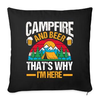 Camping Bière Vie de camp Campeur de la forêt - Housse de coussin décorative 45 x 45 cm - noir - Devant