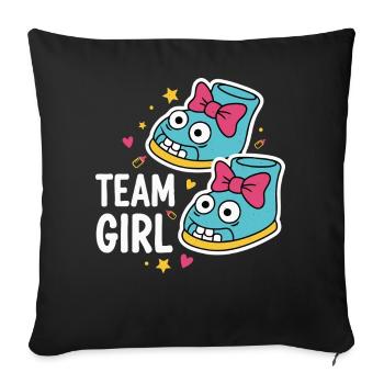 Geschlechterenthüllung Team Mädchen-Babyparty Mama Papa - Sofakissenbezug 45 x 45 cm - Schwarz - Vorne