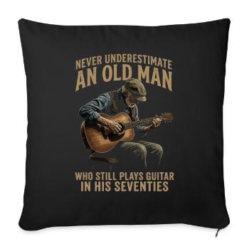 Alter Mann Spielt Gitarre 70 Geburtstag - Sofakissenbezug 45 x 45 cm - Schwarz - Vorne