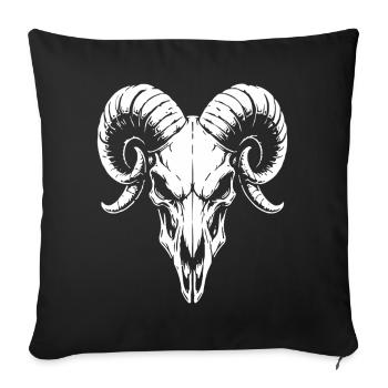 Skull with Horns Ram Skull - Sofa pillowcase 17,3'' x 17,3'' (45 x 45 cm) - black - Front