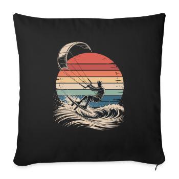 Kitesurfing Retro Sunset Surfing - Sofa pillowcase 17,3'' x 17,3'' (45 x 45 cm) - black - Front