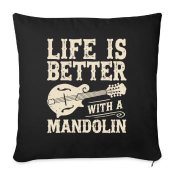 Mandoline Bluegrass Country Folk - Housse de coussin décorative 45 x 45 cm - noir - Devant