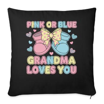 Révélation du sexe : Rose ou bleu Mamie t’aime, bébé - Housse de coussin décorative 45 x 45 cm - noir - Devant