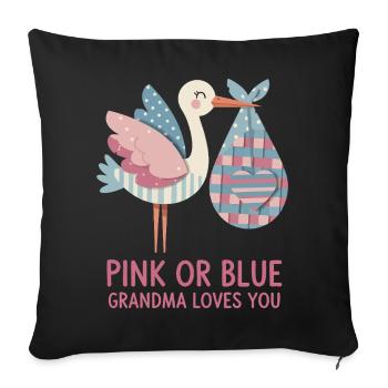 Révélation du sexe : Rose ou bleu Mamie t’aime, bébé - Housse de coussin décorative 45 x 45 cm - noir - Devant