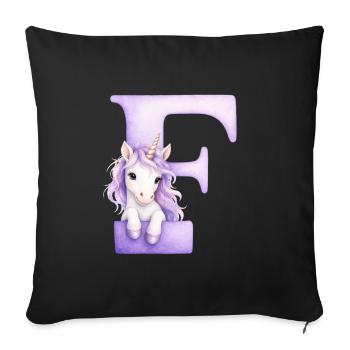 Lettre C Licorne Violette - Housse de coussin décorative 45 x 45 cm - noir - Devant