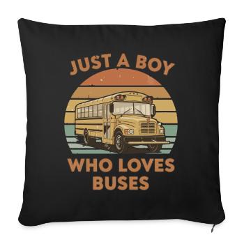 Boy Loves Buses – Retro Bus Design - Sofa pillowcase 17,3'' x 17,3'' (45 x 45 cm) - black - Front