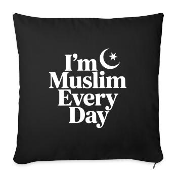 Je suis musulman tous les jours - Housse de coussin décorative 45 x 45 cm - noir - Devant