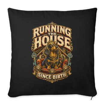 Dachshund, wire-haired dachshund, long-haired dachshund - Sofa pillowcase 17,3'' x 17,3'' (45 x 45 cm) - black - Front