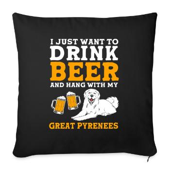 Chien des Pyrénées - Housse de coussin décorative 45 x 45 cm - noir - Devant