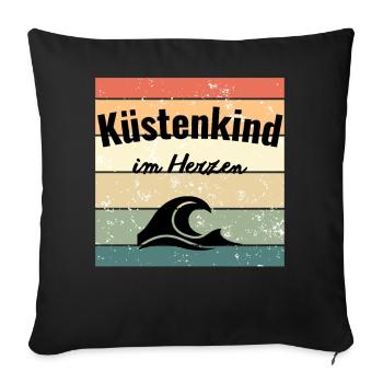 Meer im Herzen Vintage - Sofakissenbezug 45 x 45 cm - Schwarz - Vorne