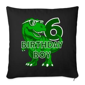 DINO 6 ANS DINOSAURE 6E ANNIVERSAIRE - Housse de coussin décorative 45 x 45 cm - noir - Devant