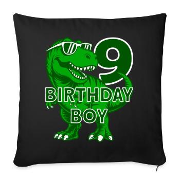 DINO 9 ANS DINOSAURE 9E ANNIVERSAIRE - Housse de coussin décorative 45 x 45 cm - noir - Devant
