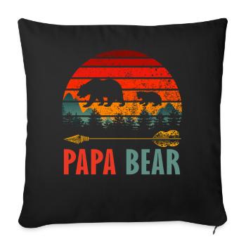 Papa Bear Vintage Retro Father Husband Family Gift - Sofa pillowcase 17,3'' x 17,3'' (45 x 45 cm) - black - Front