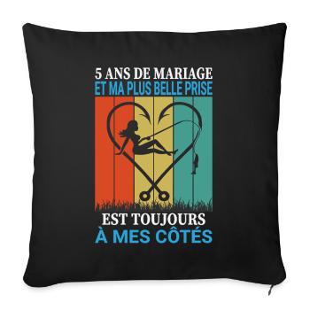 Pêche Pêcheur Cadeau humour personnalisé - Housse de coussin décorative 45 x 45 cm - noir - Devant