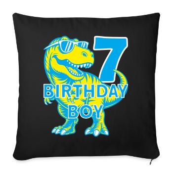 DINO 7 ANS DINOSAURE 7E ANNIVERSAIRE - Housse de coussin décorative 45 x 45 cm - noir - Devant