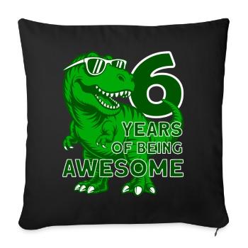 DINO 6 ANS DINOSAURE 6E ANNIVERSAIRE - Housse de coussin décorative 45 x 45 cm - noir - Devant
