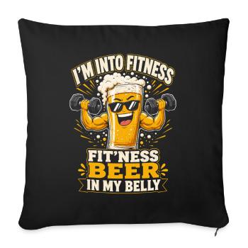 Fitness de la bière : En forme avec de la bière dans l’estomac - Housse de coussin décorative 45 x 45 cm - noir - Devant