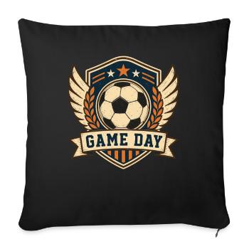 Motif du jour de match de football - Housse de coussin décorative 45 x 45 cm - noir - Devant