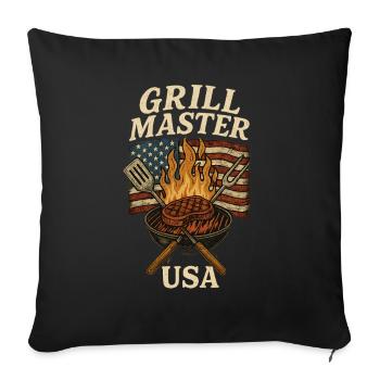 Grill Master USA American BBQ - Sofa pillowcase 17,3'' x 17,3'' (45 x 45 cm) - black - Front