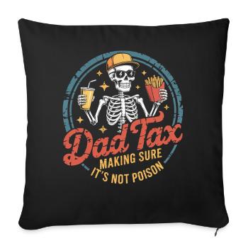 Taxe Papa : Squelette avec frites et boisson - Housse de coussin décorative 45 x 45 cm - noir - Devant