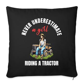 Girl Riding A Tractor Farming - Sofa pillowcase 17,3'' x 17,3'' (45 x 45 cm) - black - Front