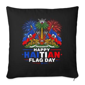 Festive Haitian Flag Festival - Sofa pillowcase 17,3'' x 17,3'' (45 x 45 cm) - black - Front