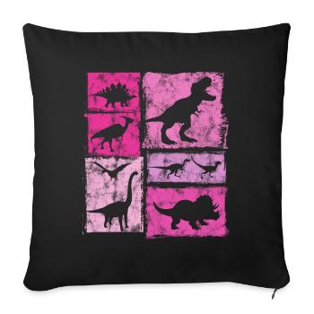 Graphique vintage dinosaure dinosaure - Mignons dinosaures - Housse de coussin décorative 45 x 45 cm - noir - Devant