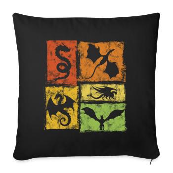 Dragon Graphic - Mystical Mythical Creatures Retro Style - Sofa pillowcase 17,3'' x 17,3'' (45 x 45 cm) - black - Front