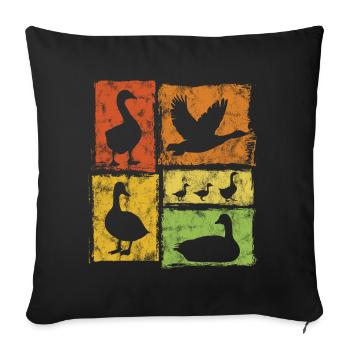 Geese In Motion - Vintage Farm Graphic - Sofa pillowcase 17,3'' x 17,3'' (45 x 45 cm) - black - Front
