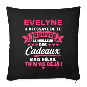 Evelyne: Le meilleur des cadeaux déjà - Housse de coussin décorative 45 x 45 cm - noir - Devant