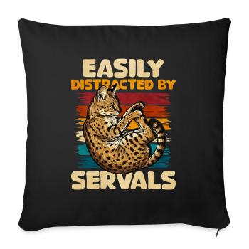 Leicht von Servalen abgelenkt - Sofakissenbezug 45 x 45 cm - Schwarz - Vorne