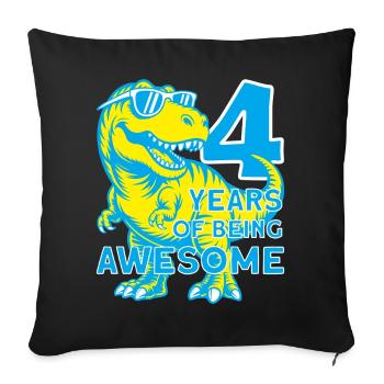 DINO 4 ANS DINOSAURE 4E ANNIVERSAIRE - Housse de coussin décorative 45 x 45 cm - noir - Devant