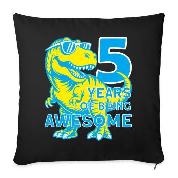 5E ANNIVERSAIRE DINOSAURE 5 ANS DINO - Housse de coussin décorative 45 x 45 cm - noir - Devant