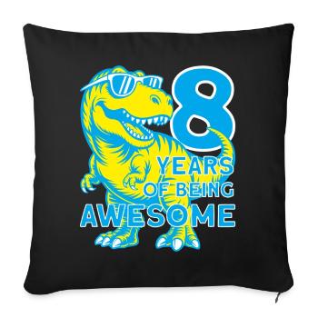 DINO 8 ANS DE DINOSAURE 8E ANNIVERSAIRE - Housse de coussin décorative 45 x 45 cm - noir - Devant