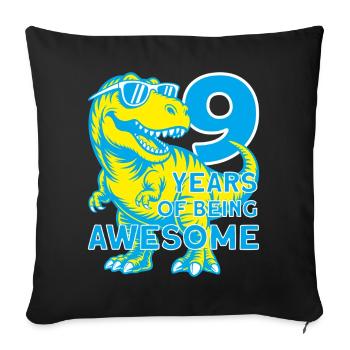 DINO 9 ANS DINOSAURE 9E ANNIVERSAIRE - Housse de coussin décorative 45 x 45 cm - noir - Devant