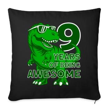 DINO 9 ANS DINOSAURE 9E ANNIVERSAIRE - Housse de coussin décorative 45 x 45 cm - noir - Devant