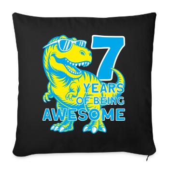 DINO 7 ANS DINOSAURE 7E ANNIVERSAIRE - Housse de coussin décorative 45 x 45 cm - noir - Devant