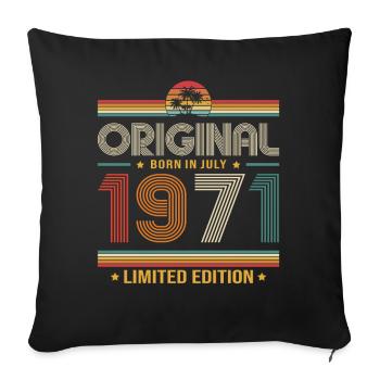 Cadeau d’anniversaire 55e Millésime Juillet Millésime 1971 - Housse de coussin décorative 45 x 45 cm - noir - Devant