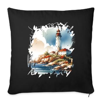 lighthouse - Sofa pillowcase 17,3'' x 17,3'' (45 x 45 cm) - black - Front