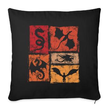 Dragons - Mystical Mythical Creatures - Retro - Sofa pillowcase 17,3'' x 17,3'' (45 x 45 cm) - black - Front